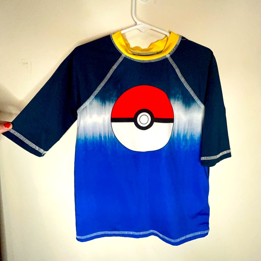 Pokémon water/pool shirt, summer time, blue/white/yellow quick dry